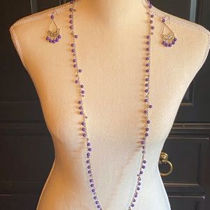 Coldwater Creek Purple & Silver Necklace and Earrings